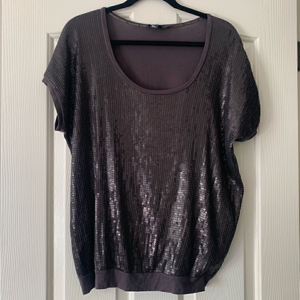 Express | Gray Sequin Top